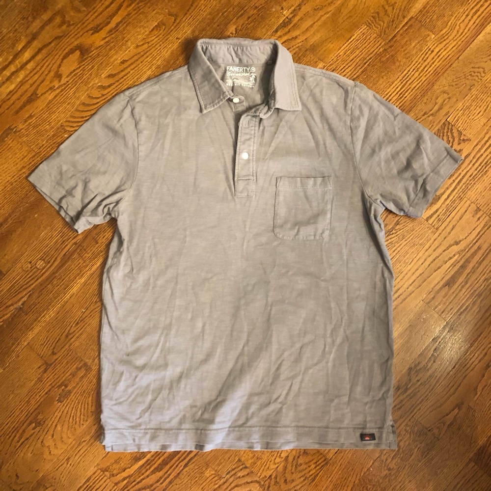 Faherty Sunwashed gray polo